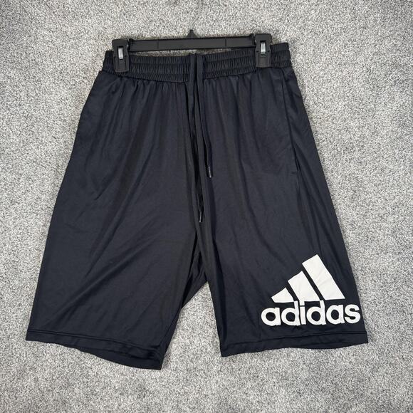 Adidas Shorts Mens Large Black AEROREADY Athletic Logo Drawstring Pockets Gym - Picture 1 of 15